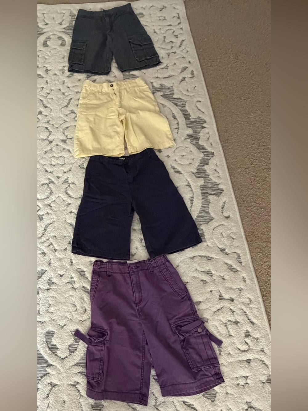 Lot of boys Kids Cargo & Casual Shorts Lot Purple, Navy, Yellow, Charcoal Sz 10